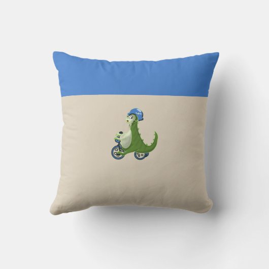 かわいいベビー恐竜ブルー誕生統計ボーイ子供部屋 クッション (裏面)