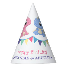 かわいいベビー恐竜ボーイアンドガールジョイント誕生日 パーティーハット