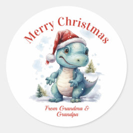 かわいいベビー恐竜メリークリスマス ラウンドシール