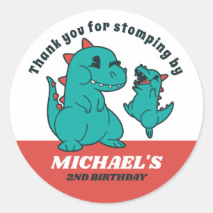 かわいいベビー恐竜子供の誕生日パーティーベビーシャワー ラウンドシール