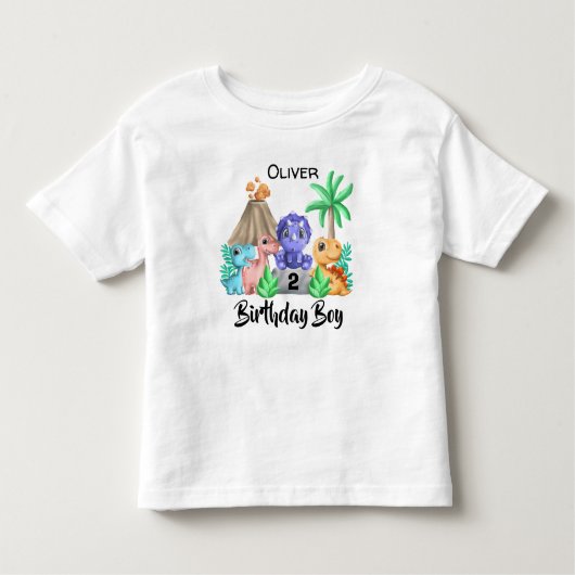 かわいいベビー恐竜誕生日トドラーTシャツ トドラーTシャツ (正面)