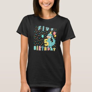 かわいいベビー恐竜5年ハッピーバースデー5th B Tシャツ