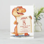 かわいいベビー恐竜Iサイン子供の誕生日パーティー 招待状 (スタンド正面)