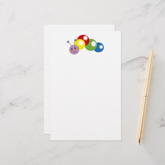 かわいいベビー毛虫 便箋 (正面/裏面インサイチュ)