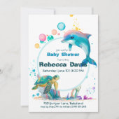 かわいいベビー水中 招待状 (正面)