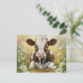 かわいいベビー牛のデイジー ポストカード (スタンド正面)