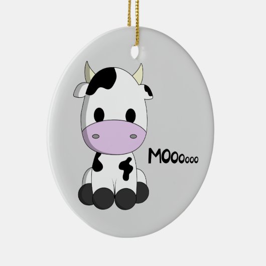 かわいいベビー牛漫画の子供 セラミックオーナメント (右)