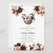 かわいいベビー牛 |誕生日ティーパーティー 招待状 (正面)