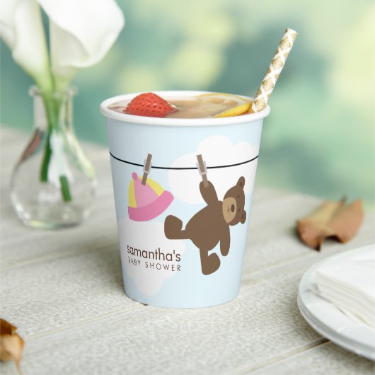 かわいいベビー物干しガールベビーシャワー 紙コップ (インサイチュ)