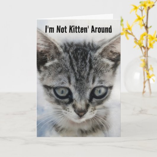 かわいいベビー猫おもしろいパン誕生日カード カード (黄色い花)