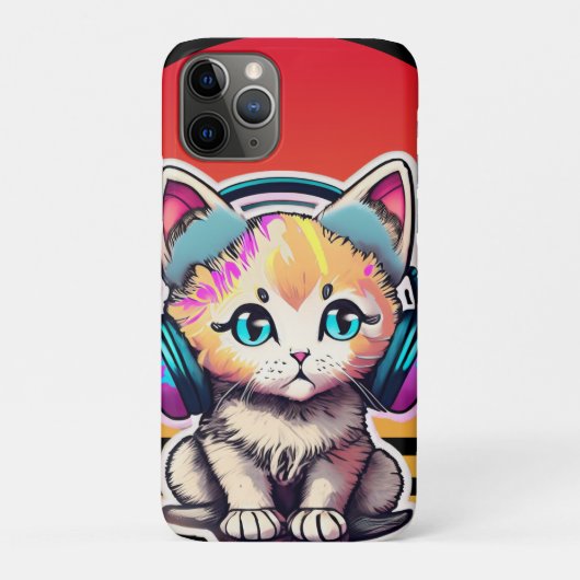 かわいいベビー猫ヘッドフォン Case-Mate iPhoneケース (裏)