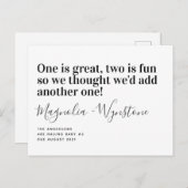 かわいいベビー番号3妊娠の発表 案内ポストカード (正面/裏面)