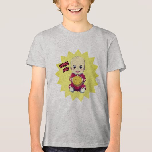 かわいいベビー着用のサッカー選手の服装 トライブレンドTシャツ (正面)