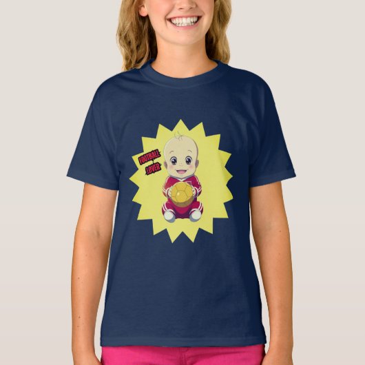 かわいいベビー着用のサッカー選手の服装 Tシャツ (正面)