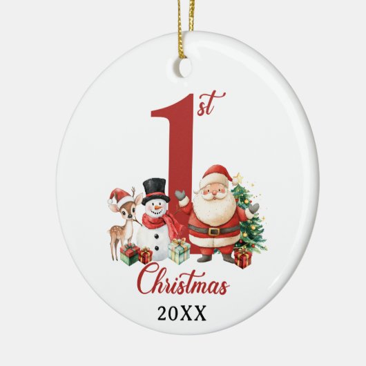 かわいいベビー第1回クリスマスフォト セラミックオーナメント (左)