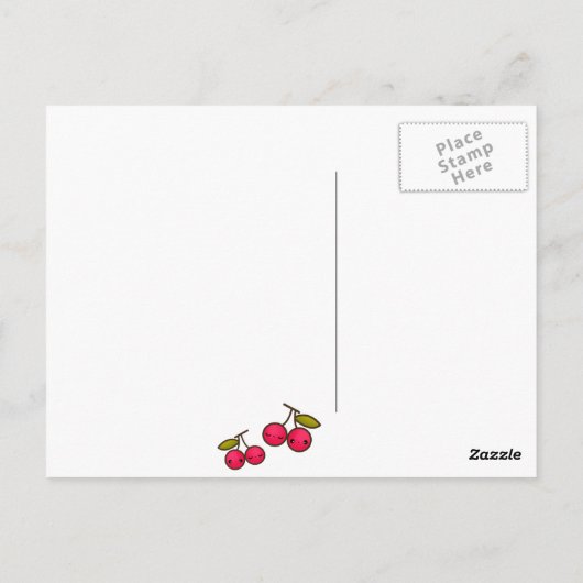 かわいいベビー羊とかわいいさくらんぼ ポストカード (裏面)