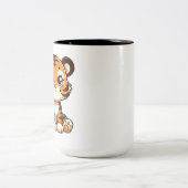 かわいいベビー虎の子座って ツートーンマグカップ (中央)