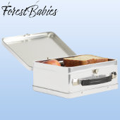 かわいいベビー蝶とピンクの花縁ど メタルランチボックス