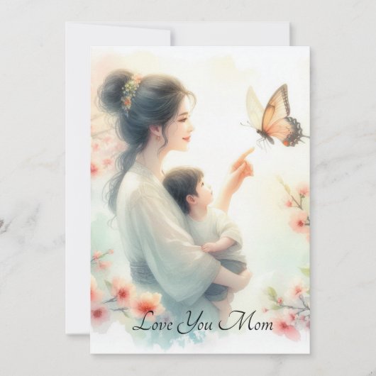 かわいいベビー蝶と母の日|過去記事 シーズンカード (正面)