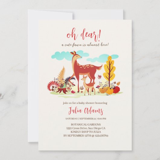 かわいいベビー親愛野生生物林ベビーシャワー 招待状 (正面)