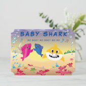 かわいい🦈ベビー誕生日シャーク海パーティー 招待状 (スタンド正面)