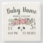 かわいいベビー誕生統計フローラパンダストーンコースター ストーンコースター (正面)