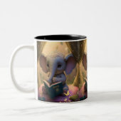 かわいいベビー読ゾウの本パーソナライズされただ ツートーンマグカップ (左)