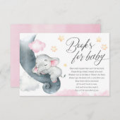 かわいいベビー象の女の子の赤ちゃんシャワー本ベビー エンクロージャーカード (正面/裏面)