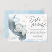 かわいいベビー象の少年の赤ちゃんシャワーベビー用の本 エンクロージャーカード (正面/裏面)