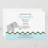 かわいいベビー象の男の子のベビーシャワーの招待状 招待状 (正面/裏面)