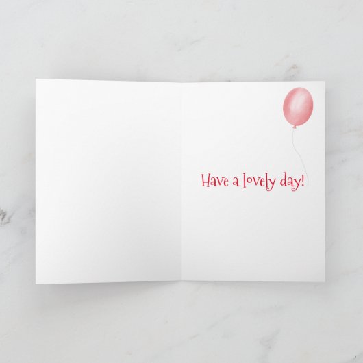 かわいいベビー象の誕生日の年齢カード（ピンク） カード (内部)