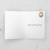 かわいいベビー象の誕生日の年齢カード（虹） カード (内部)