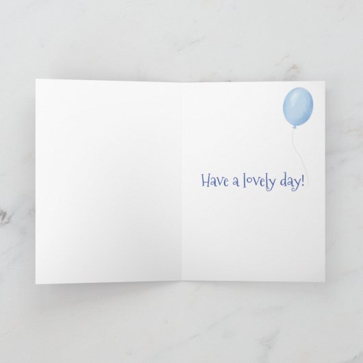 かわいいベビー象の誕生日の年齢カード(bliue) カード (内部)