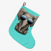 かわいいベビー象の身に着けているサングラス ラージクリスマスストッキング (正面 (吊り時))