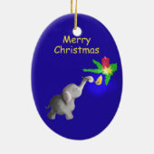 かわいいベビー象は蝋燭のクリスマスをつけます セラミックオーナメント (裏面)