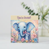 かわいいベビー象インザパステルガーデン 招待状 (スタンド正面)