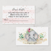 かわいいベビー象ガーリーおむつラッフルチケット 名刺 (正面/裏面)