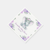 かわいいベビー象ガールパープルフローラ紙ナプキン スタンダードカクテルナプキン (角)