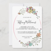 かわいいベビー象ガールフローラスイングベビーシャワー 招待状 (裏面)