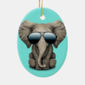 かわいいベビー象サングラスをかぶった象 セラミックオーナメント (裏面)