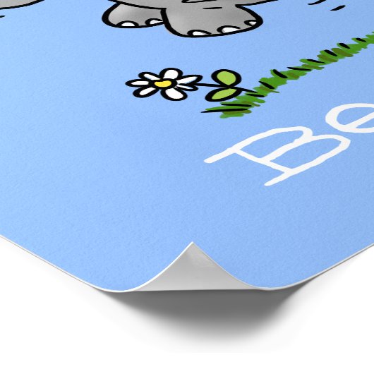 かわいいベビー象ジャンプ漫画イラストレーション ポスター (角)