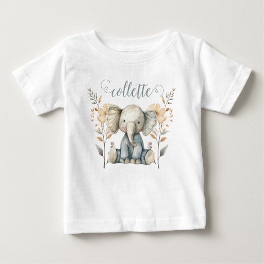 かわいいベビー象パーソナライズされた象 ベビーTシャツ (正面)