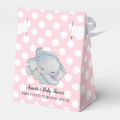かわいいベビー象ピンク水玉模様赤ちゃんシャワー フェイバーボックス (裏面サイド)