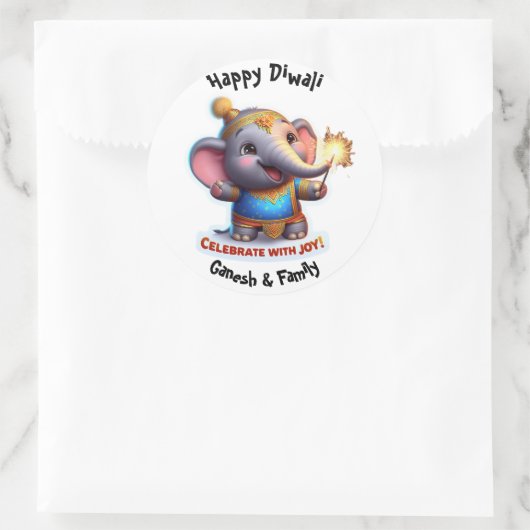 かわいいベビー象フェスティバルの服装ディワリ ラウンドシール (バッグ)