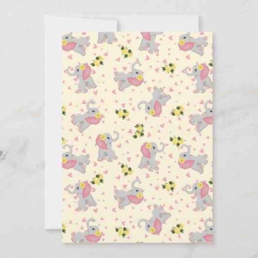 かわいいベビー象フローラファーストバースデーパーティー 招待状 (裏面)