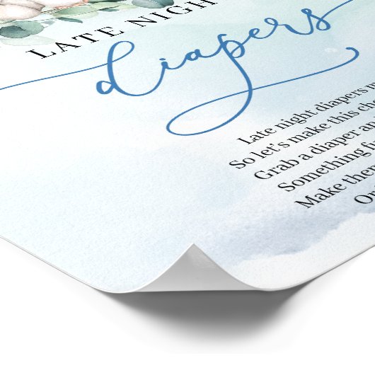 かわいいベビー象ブルーレイトナイトおむつゲーム ポスター (角)