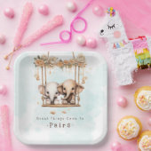 かわいいベビー象男女兼用双子ベビーシャワー ペーパープレート (パーティー)