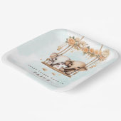 かわいいベビー象男女兼用双子ベビーシャワー ペーパープレート (傾斜あり)