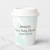 かわいいベビー象男女兼用双子ベビーシャワー 紙コップ (裏面)