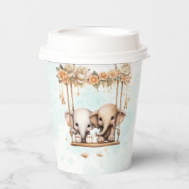 かわいいベビー象男女兼用双子ベビーシャワー 紙コップ